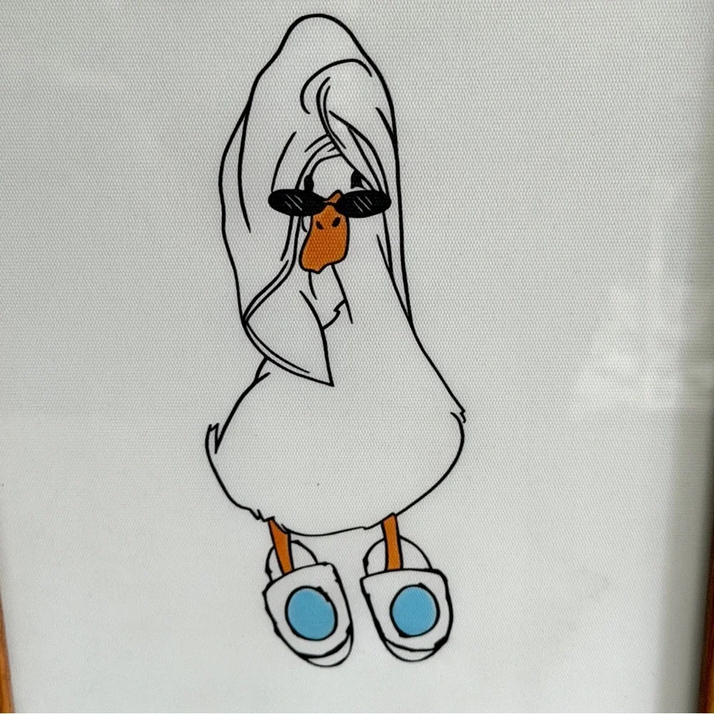 Cool Duck in Slippers & Bath Towel Canvas Art Print Bathroom Frame Wall Art Bird
